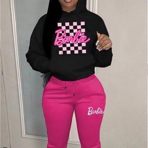 Barbie Print Kangaroo Pocket Tracksuit Set